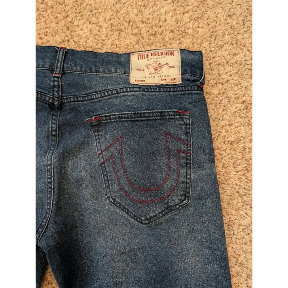 TRUE RELIGION, Ricky, Relaxed Straight leg Men's Jeans/Pants 36X33; Blue Denim